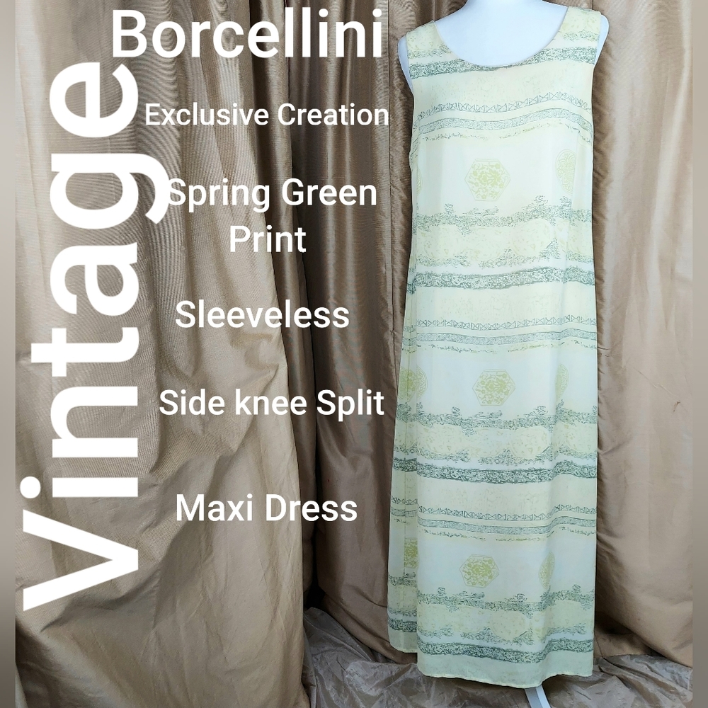 Borcellini exclusive creation spring green maxi dress size 11/12
